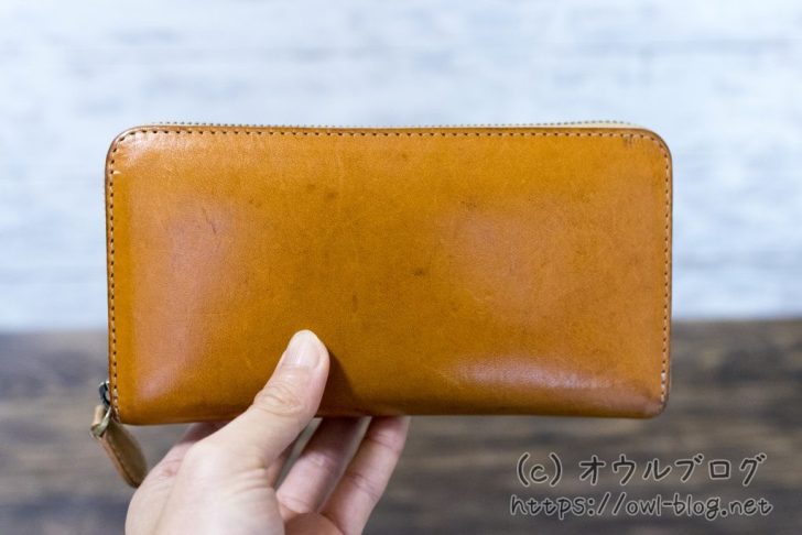 レザークラフト優の経年劣化した長財布（1年）