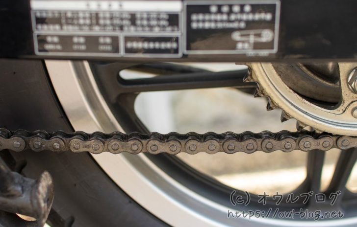 CBF125T 2年経過したチェーンの状態